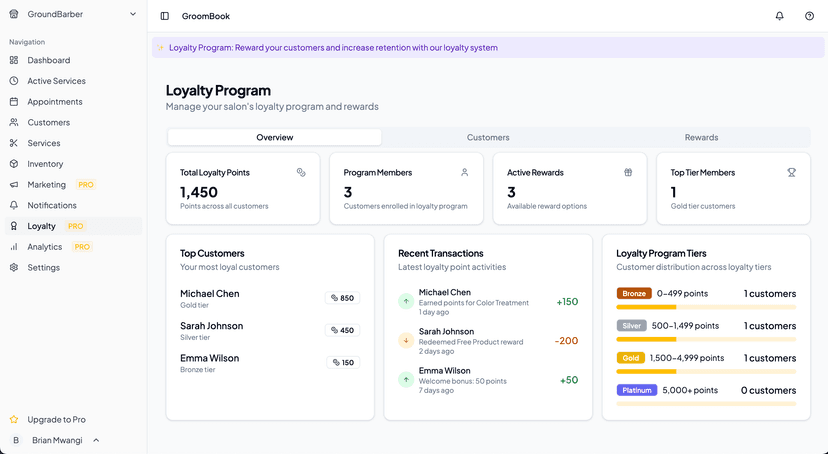GroomBook Loyalty Program - Turn customers into regulars